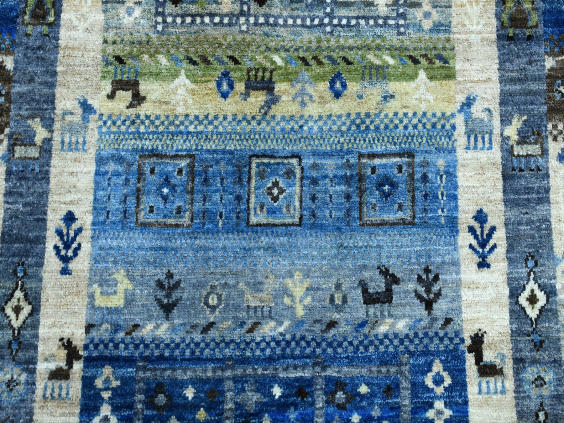 Traditional Wool Hand Knotted Blues Area Rug Gabbeh 2'8